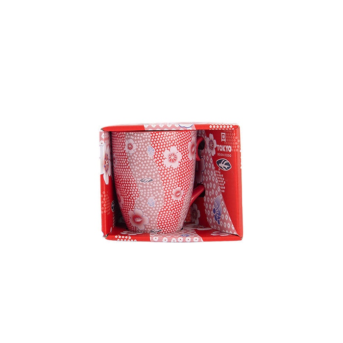 Kawaii Flower Mug Red