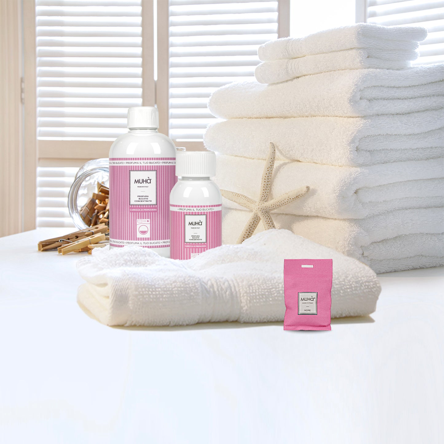Profuma Bucato Carezza di Primavera – Boccioli di rosa e note legnose di legno verde per un profumo fresco e persistente | Muhà