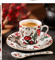 Mythical Crane Set Espresso 18 Pezzi – 6 Tazzine 60 ml con Piattini e Cucchiaini in Porcellana | Tokyo Design Studio