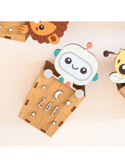 Portapenne Robot Vintiun in legno – Regalo creativo bambini - Inverticale