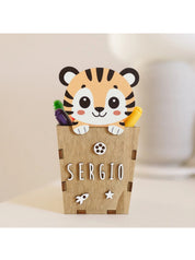 Portapenne Tigre in Legno – Organizer Decorativo Bambini Vintiun