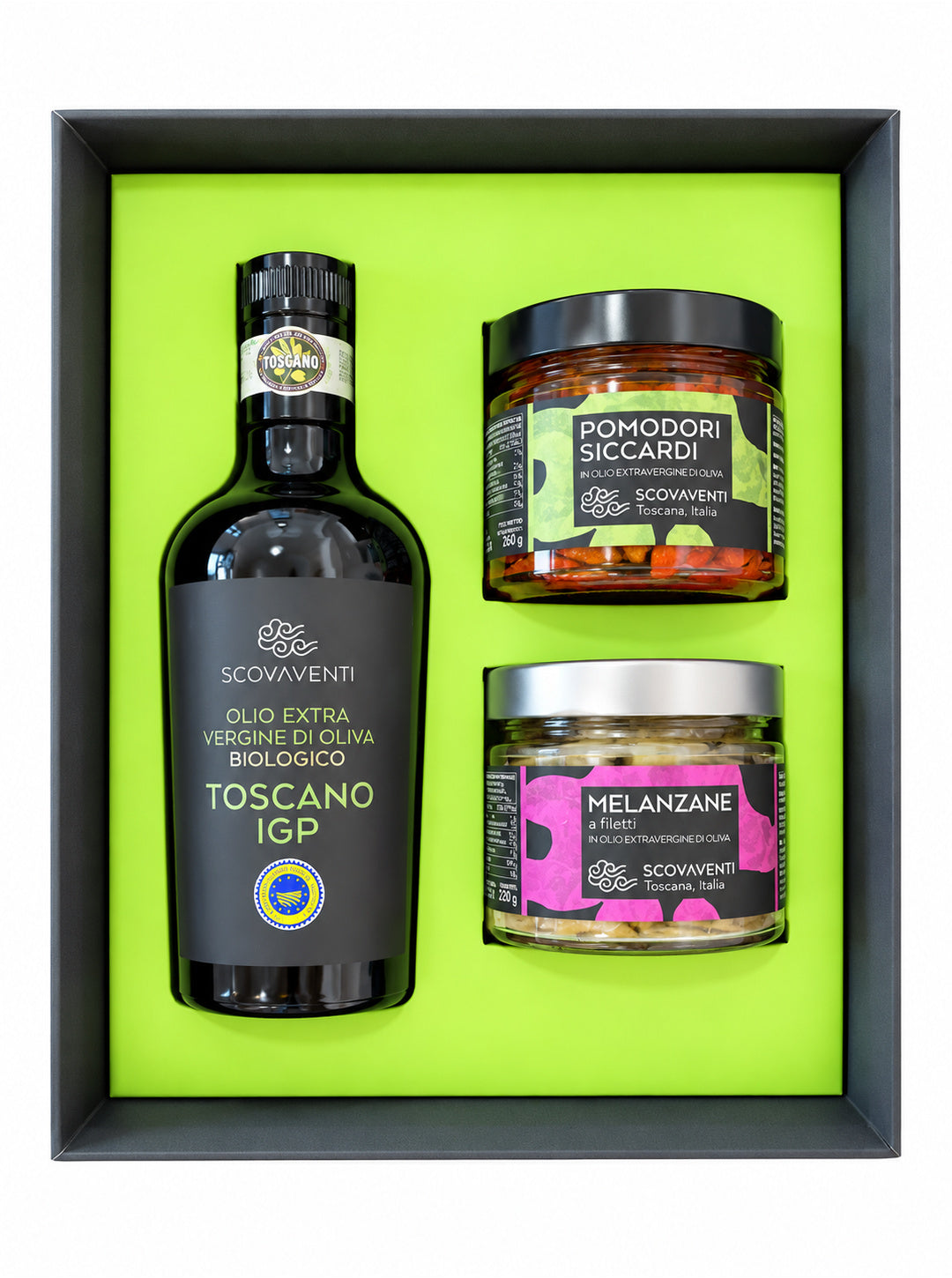 Confezione Regalo Olio EVO Toscano IGP e Conserve Gourmet | Scovaventi