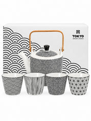 Tea Set Nippon Black 5 Pezzi – Teiera 800 ml con 4 Tazze in Porcellana | TOKYO DESIGN STUDIO