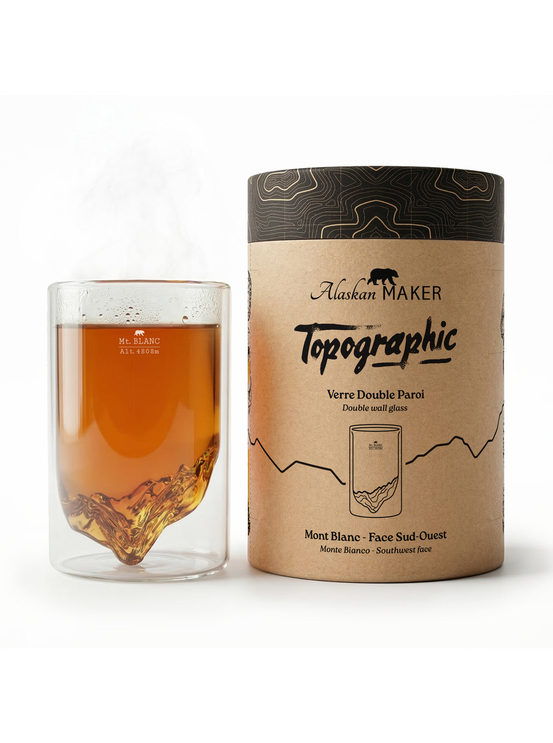 Bicchiere TOPOGRAPHIC Doppia Parete – Montagna 3D | Alaskan Maker