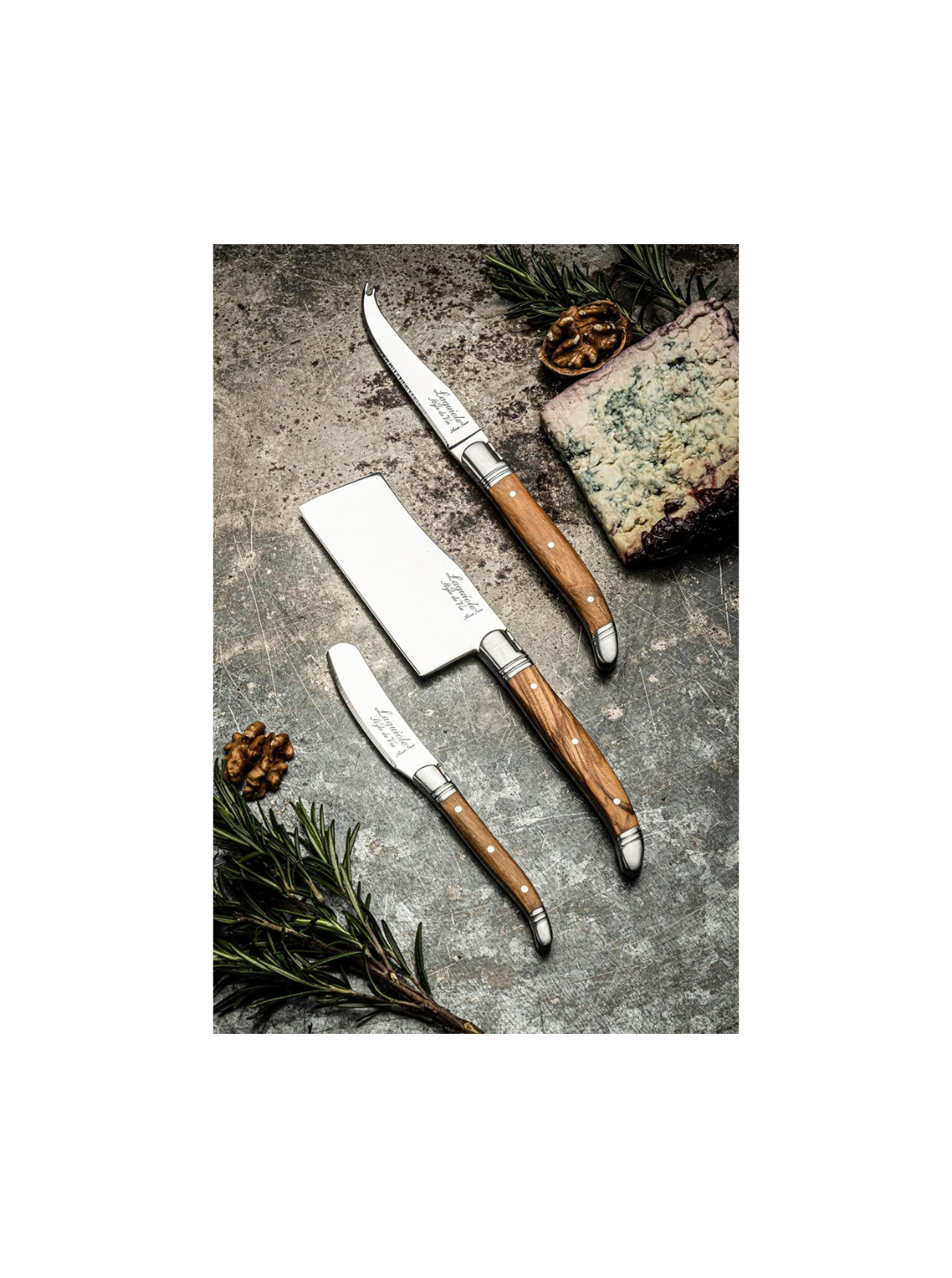 Coltelli da formaggio 3 pezzi – Luxury Line in legno d’ulivo | Laguiole Style de Vie