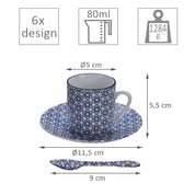 Set Tazzine Caffè Moka Nippon Dark Blu – Elegante servizio 18 pezzi | TOKYO Design Studio
