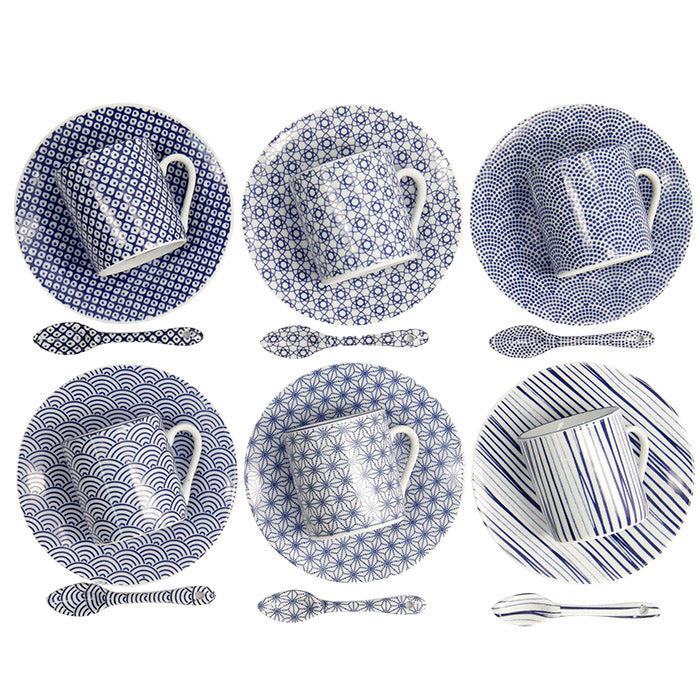Set Tazzine Caffè Moka Nippon Dark Blu – Elegante servizio 18 pezzi | TOKYO Design Studio