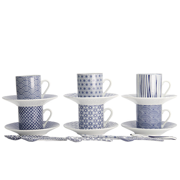 Set Tazzine Caffè Moka Nippon Dark Blu – Elegante servizio 18 pezzi | TOKYO Design Studio