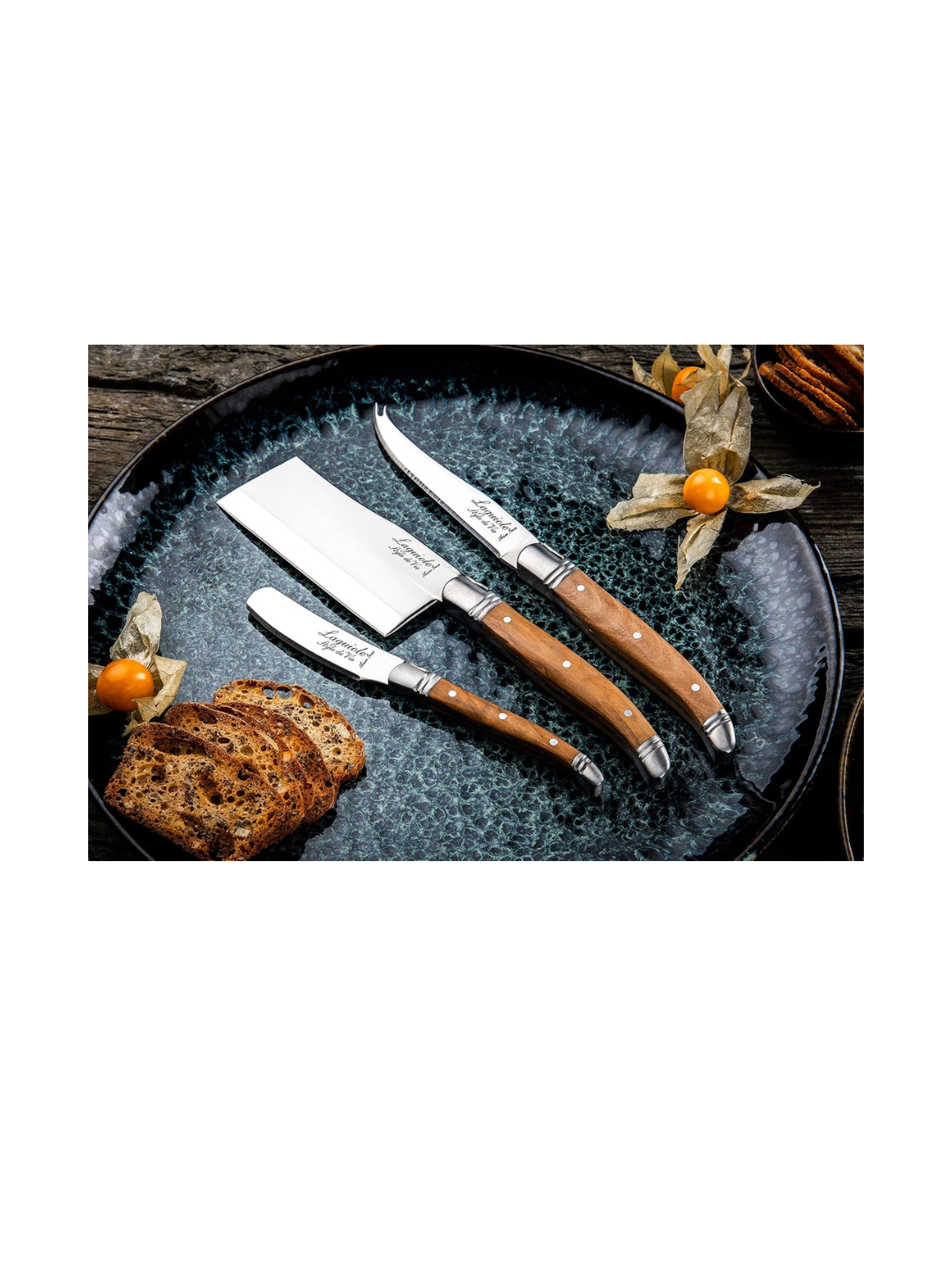 Coltelli da formaggio 3 pezzi – Luxury Line in legno d’ulivo | Laguiole Style de Vie