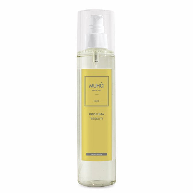 Spray Tessuti Sweet Vanilla 250ml – dolcezza avvolgente su tessuti con vaniglia, crema e cioccolato – Muhà