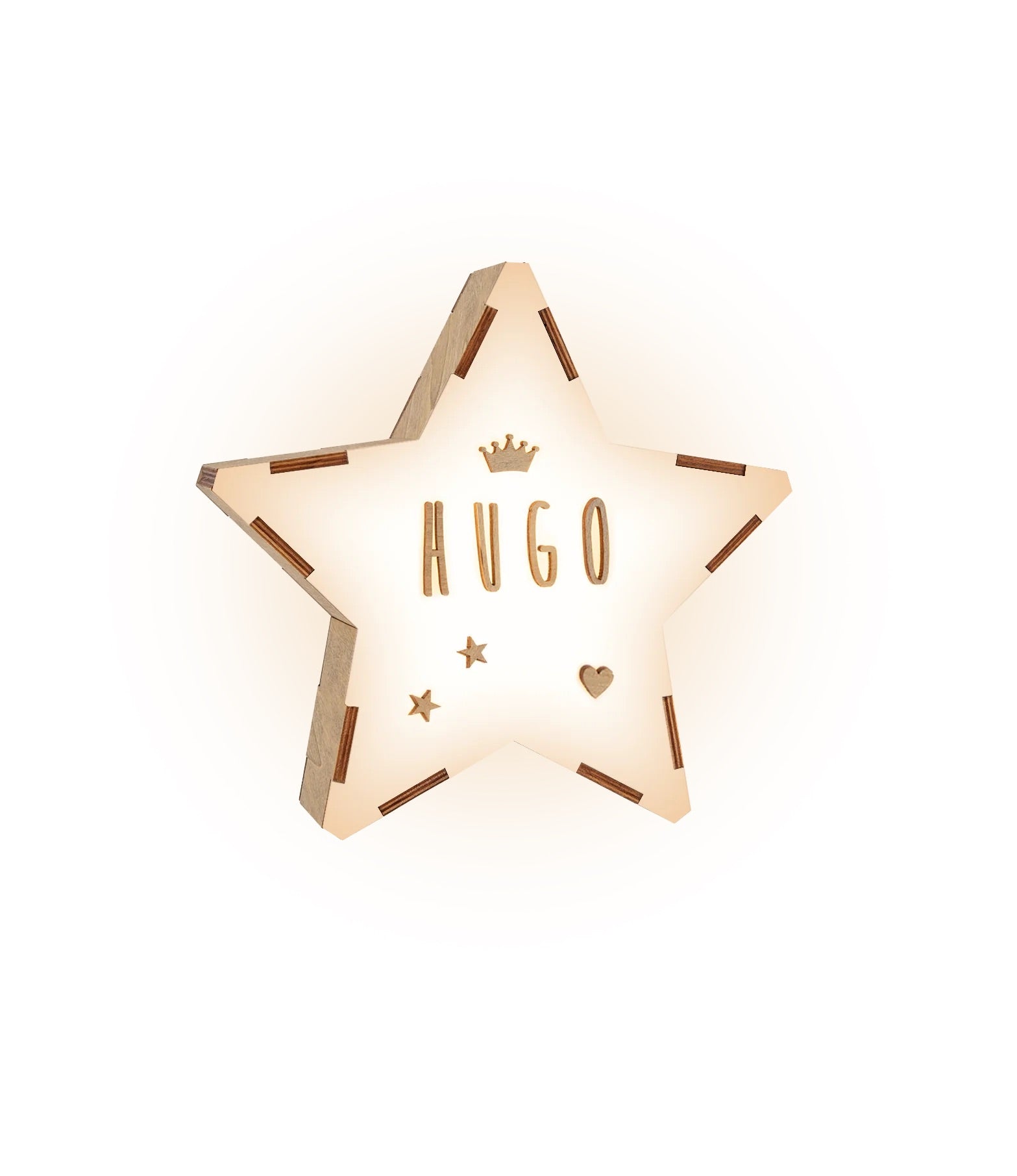 Luce notturna a stella media personalizzabile in legno – Vintiun