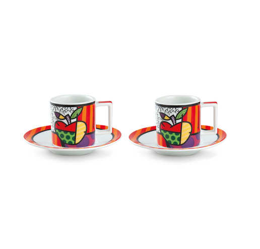 Set 2 Tazzine Caffè con Piattino Britto Mela