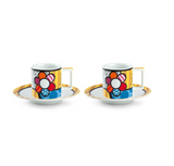 Set 2 Tazzine Caffè con Piattino Britto Fiore