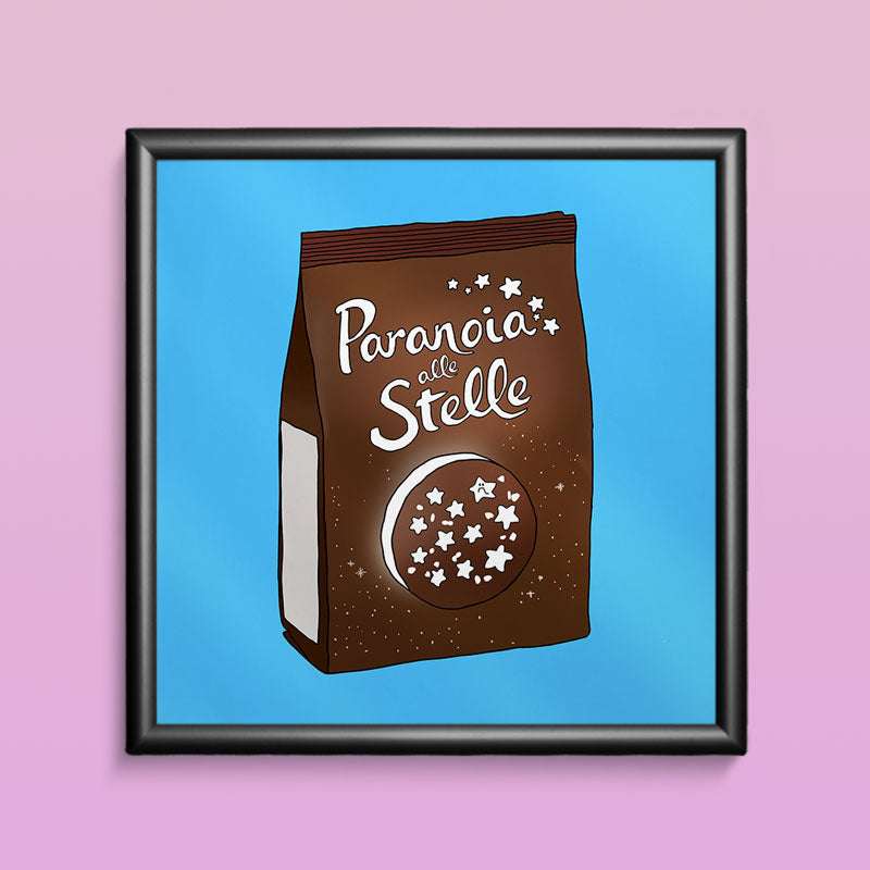 Poster “Paranoia alle Stelle” 20×20 cm – Stampa Premium, Grafica Timidessen
