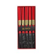 Set 5 Paia di Bacchette Red Black Flower | Tokyo Design Studio