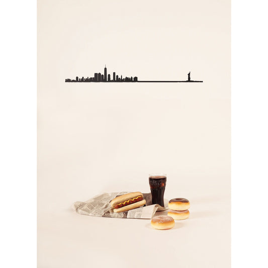 Skyline di Ney York in lamiera di acciaio nero di 1,5 mm di spessore. Lunghezza:
