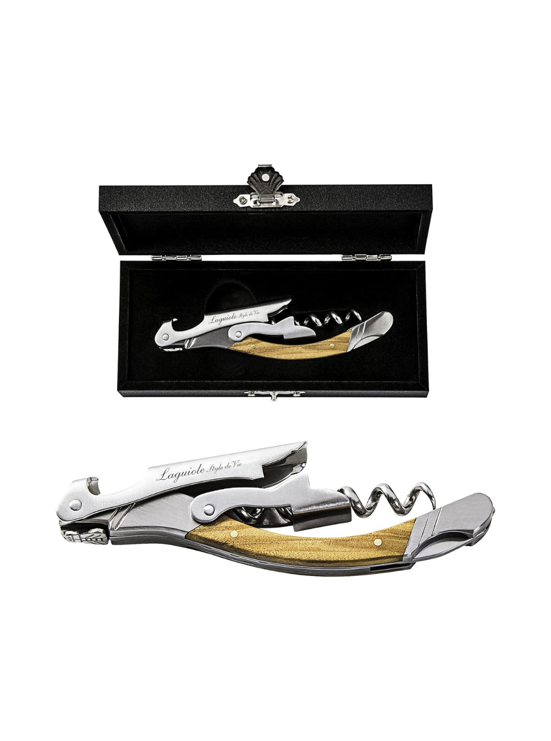 Cavatappi sommelier con taglierina – Eleganza e precisione in legno d’olivo | Laguiole Style de Vie