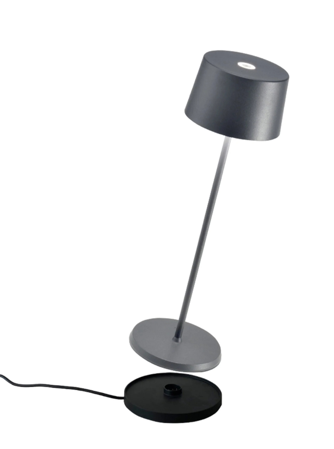 Zafferano Olivia Grigio Scuro – Lampada da tavolo LED ricaricabile | Design portatile