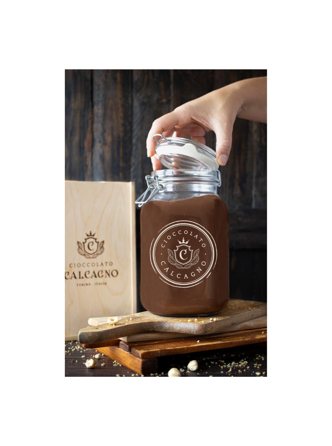 Crema Spalmabile alla Nocciola Piemonte IGP in Cofanetto di Legno 2kg – Cioccolato Calcagno