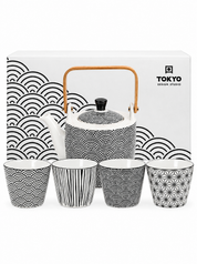 Tea Set Nippon Black 5 Pezzi – Teiera 800 ml con 4 Tazze in Porcellana | TOKYO DESIGN STUDIO