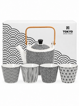 Tea Set Nippon Black 5 Pezzi – Teiera 800 ml con 4 Tazze in Porcellana | TOKYO DESIGN STUDIO