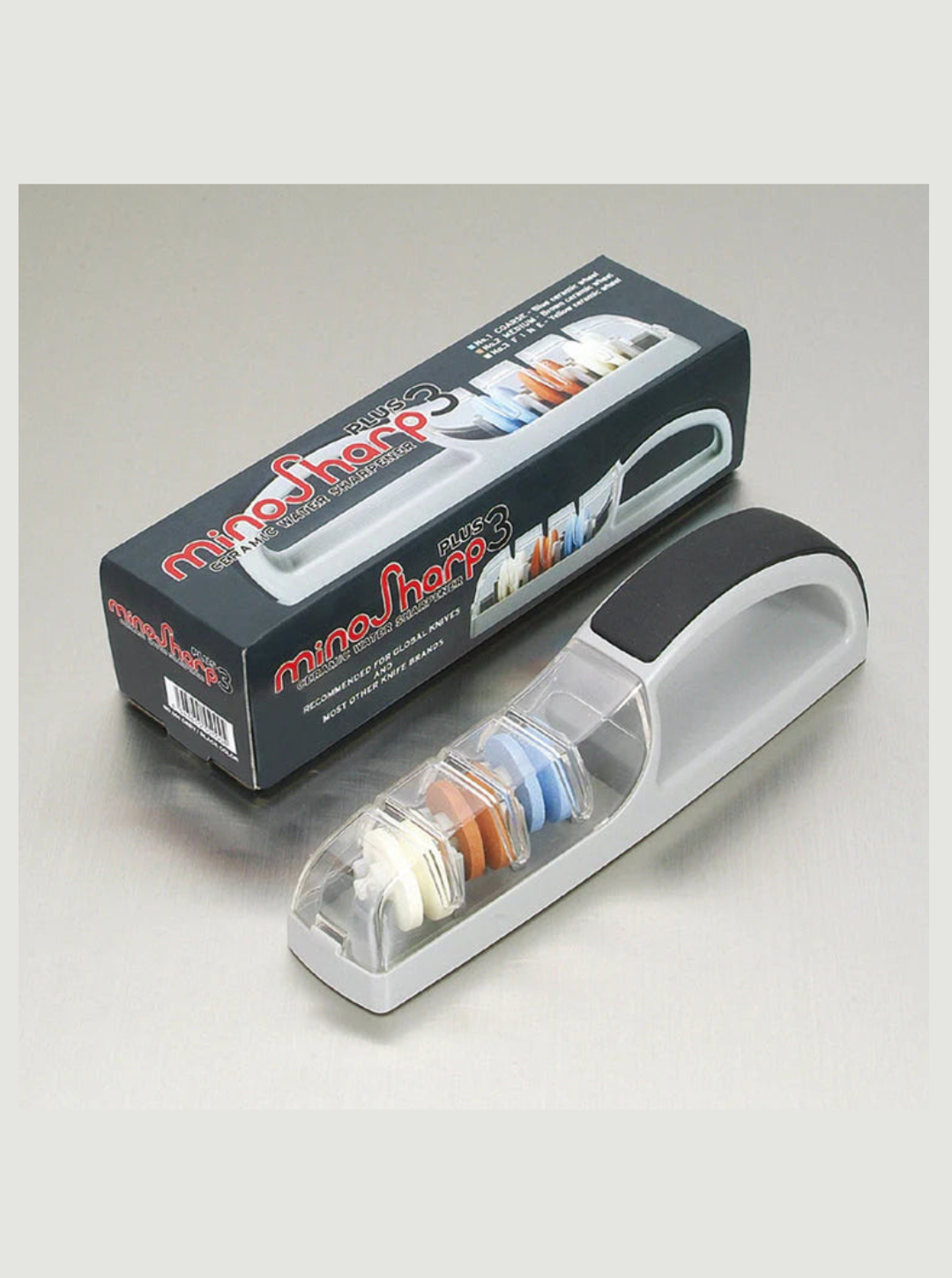 Global MinoSharp Plus 550/GB – Affilacoltelli 3 Fasi Ceramiche con Acqua – Global