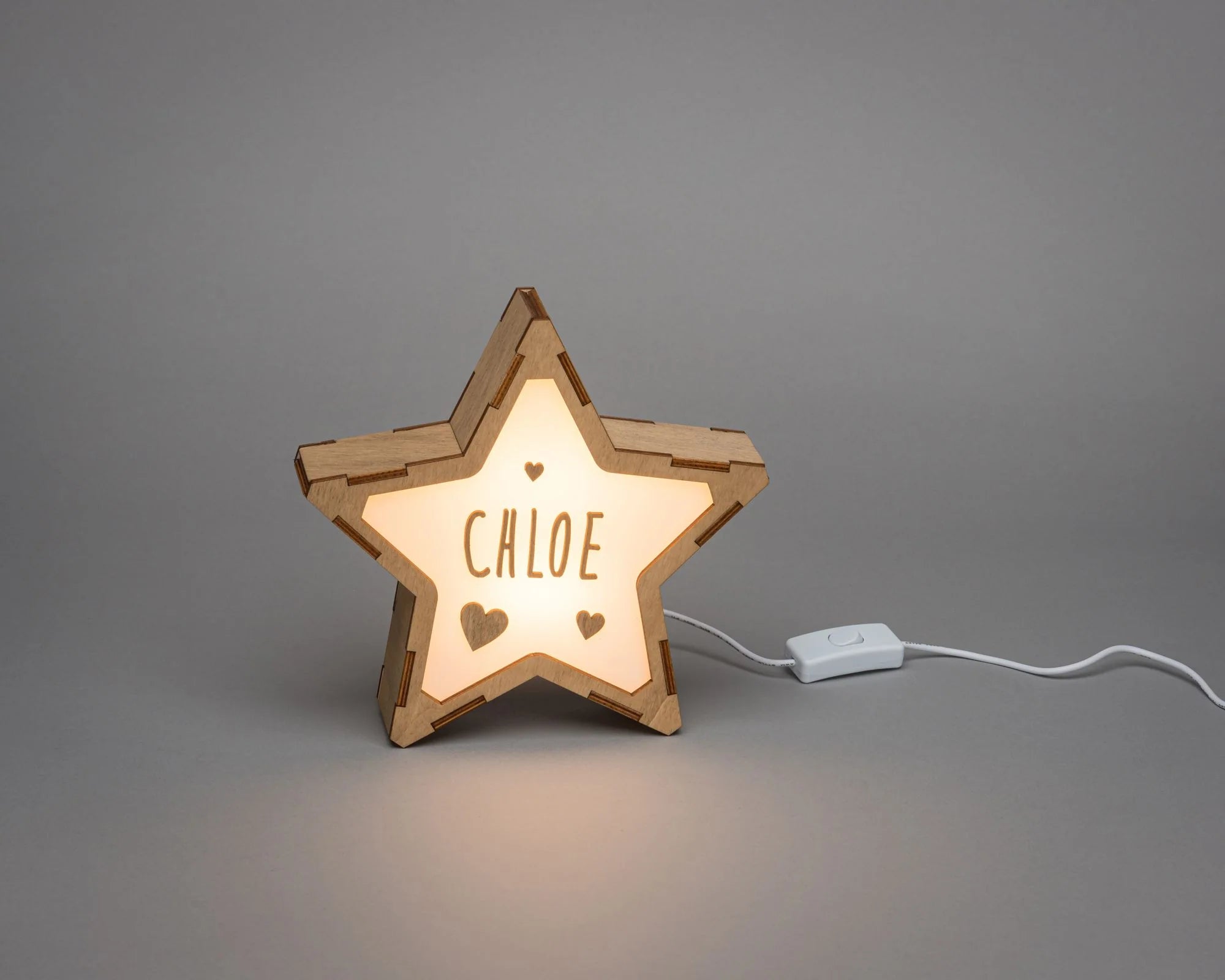 Luce notturna a stella grande  personalizzabile in legno  – Vintiun