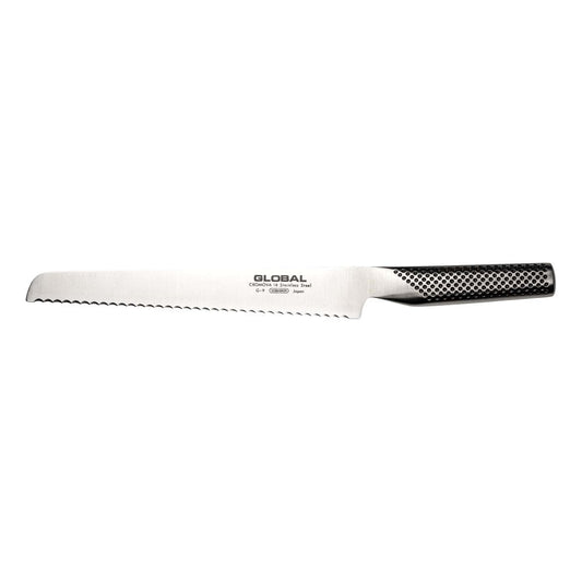 Global G‑9 Bread Knife 22 cm – Lama seghettata precisione artigianale, bilanciato, alta durezza – Global