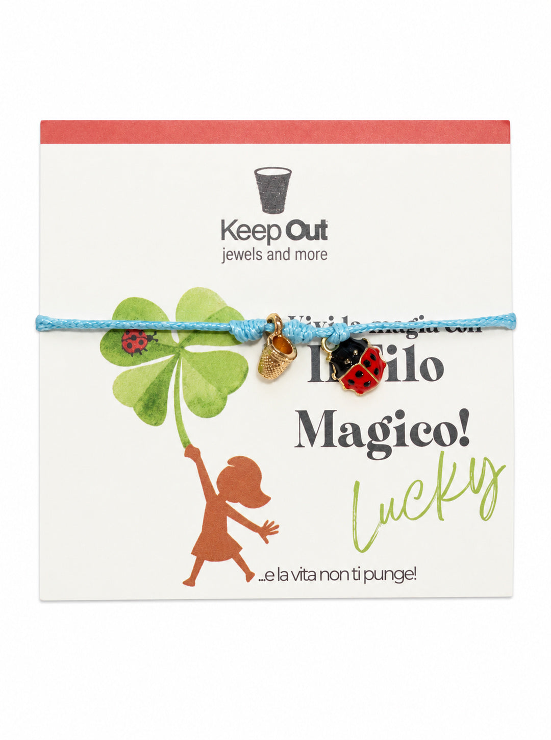 Bracciale Filo Magico Coccinella Portafortuna – Braccialetto con Charm, Idea Regalo Disponibile in 10 Colori | Keep Out