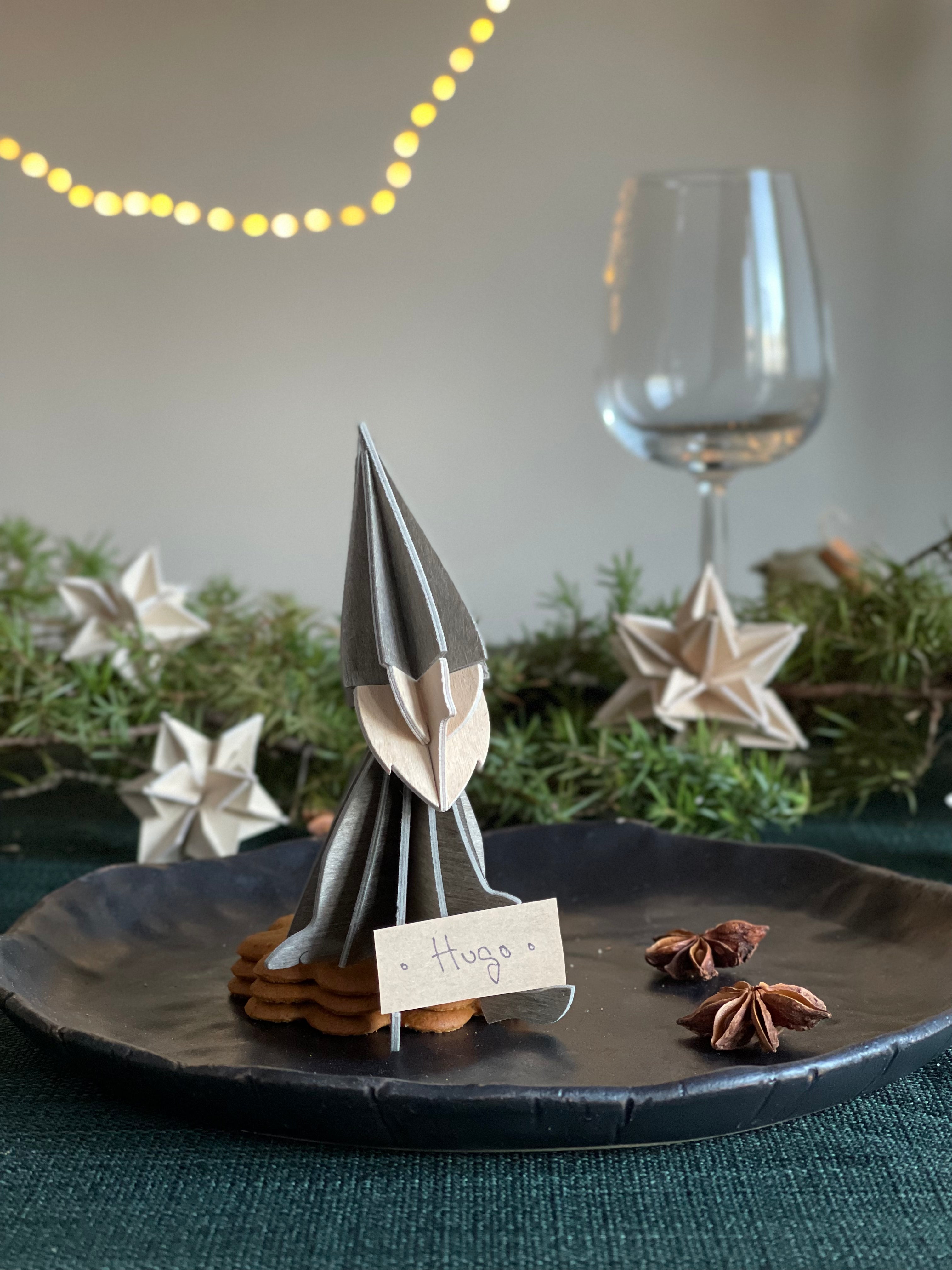Lovi Elf "Grey" 16cm – Decorazione in legno 3D per casa e Natale | Lovi