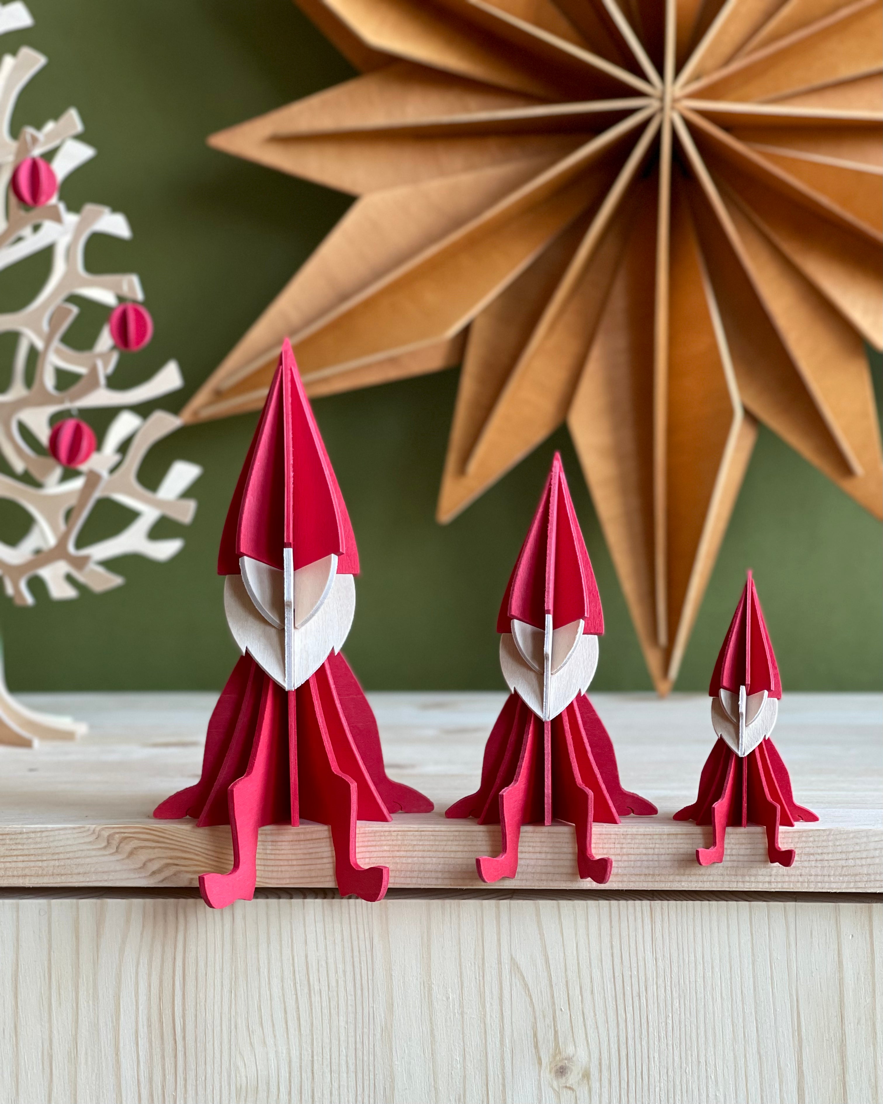 Lovi Elf "Bright Red" 16cm – Decorazione in legno 3D per casa e Natale | Lovi