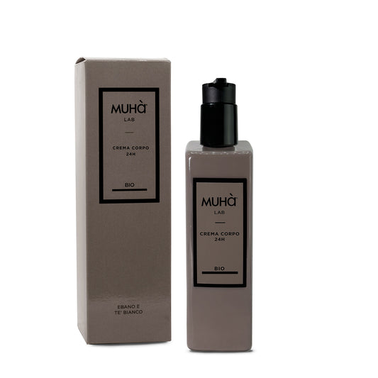 Crema Corpo Idratante Ebano e Tè Bianco – Latte d’Asina, Argan, Olio d’Oliva & Karité | Pelle Morbida e Protetta | Muhà