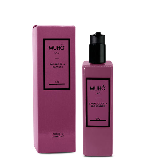 Bagnodoccia Cuoio e Lampone – Argan & Calendula | Fragranza Dolce, Ambrata e Speziata | Detergente e Idratante | Muhà