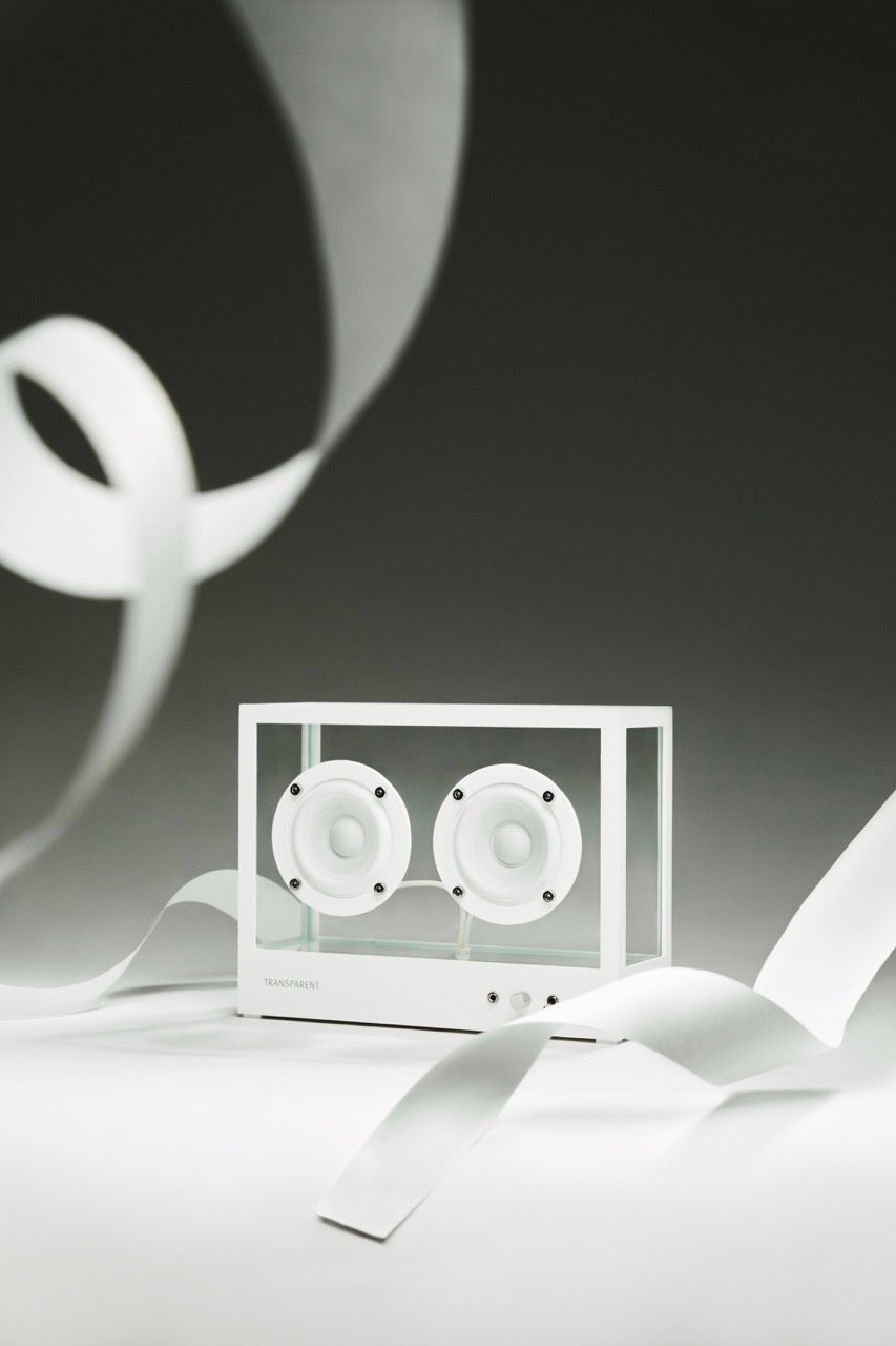 Small Transparent Speaker – Bianco | Design Minimal e Suono Hi-Fi
