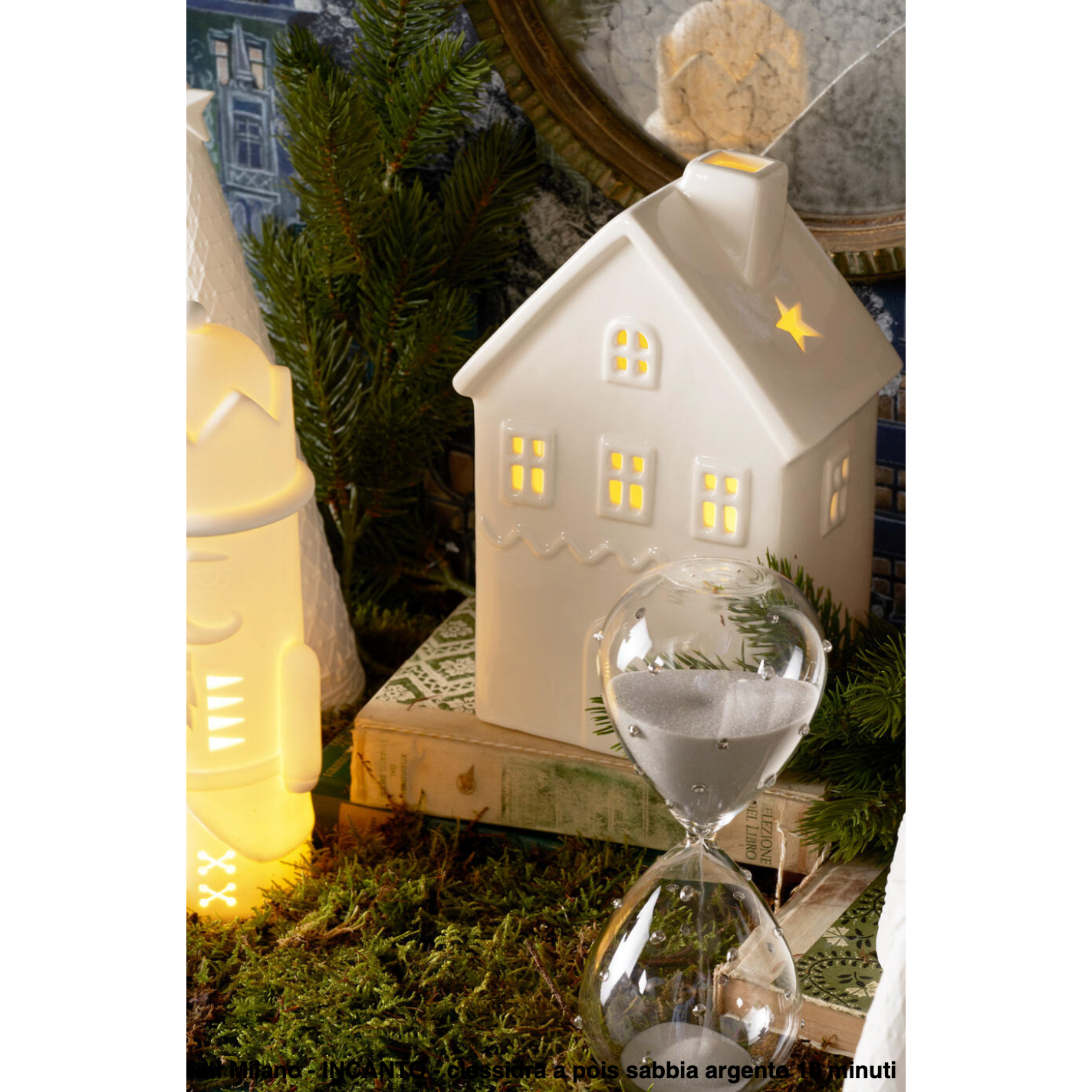 Clessidra Galbiati Milano Incanto – vetro borosilicato a pois, sabbia argento, 10 minuti