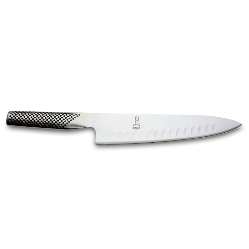 Global G-77 Coltello da Chef 20 cm – Lama scanalata CROMOVA 18 antiaderente