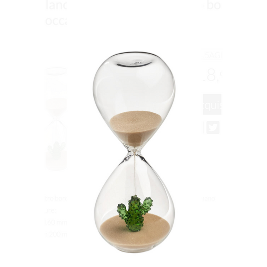 Clessidra Galbiati Milano Flow – vetro borosilicato soffiato a bocca con Cactus 5mn