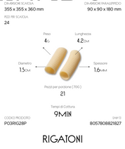 Parallelepipedo Rigatoni 280g – Pasta di Semola Trafilata al Bronzo | Pastai Sanniti
