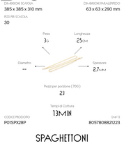 Parallelepipedo Spaghettoni 280g – Pasta di Semola Trafilata al Bronzo | Pastai Sanniti