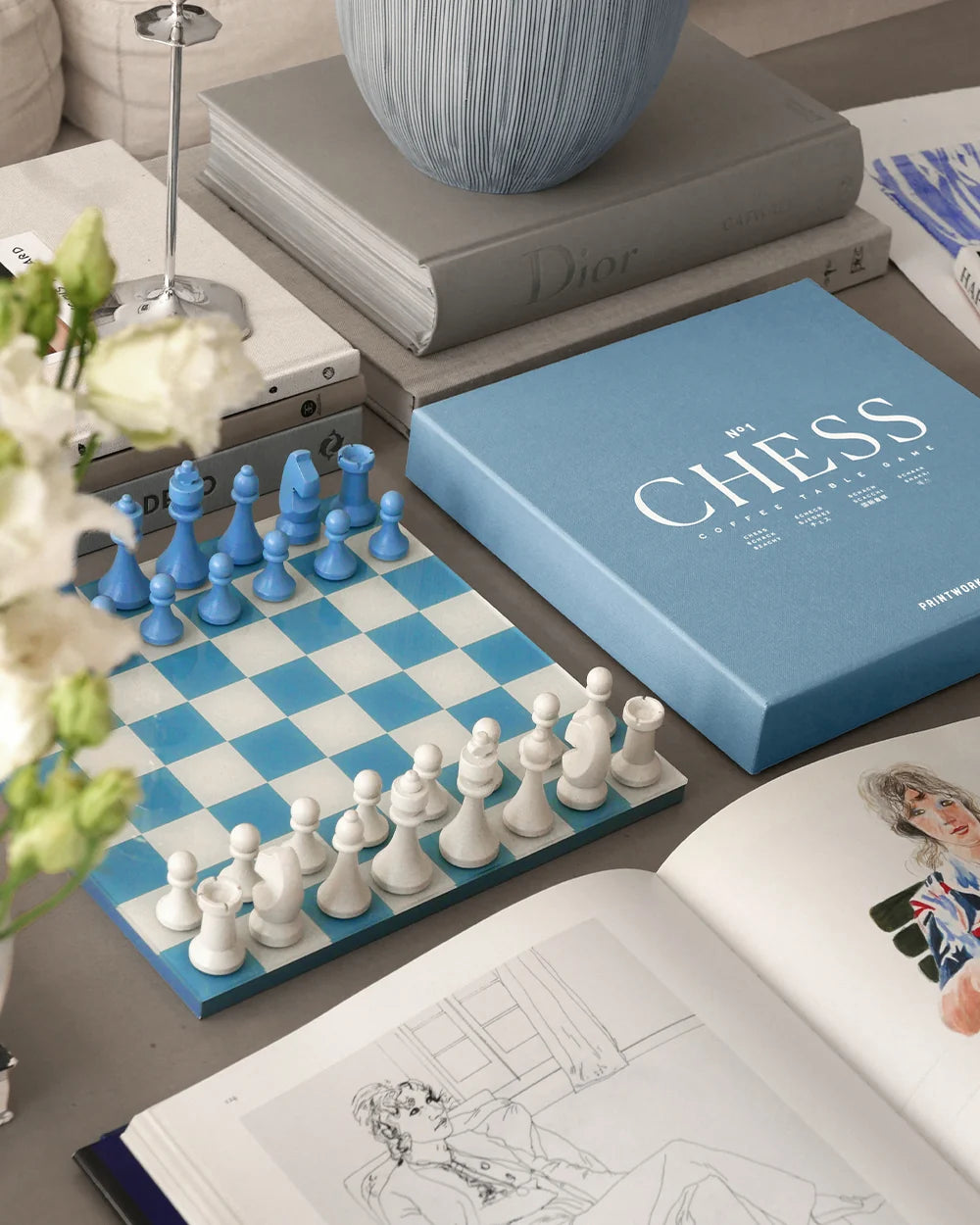 Scacchi Classic Dusty Blue – Gioco da Tavolo Decorativo | Printworks