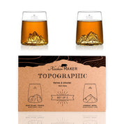 Set 2 Bicchierini Shot TOPOGRAPHIC con Montagne 3D | Alaskan Maker