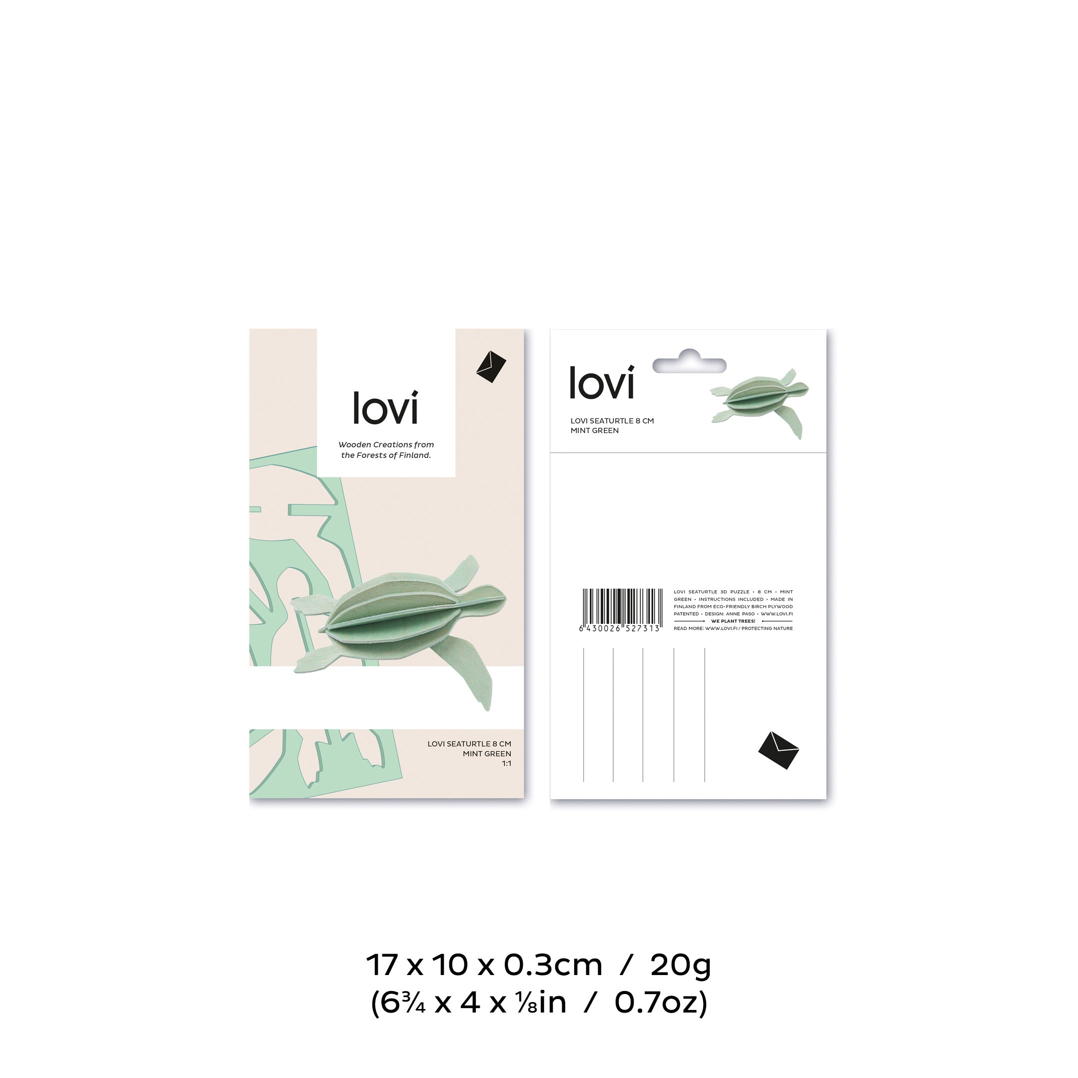 Lovi Sea Turtle – Tartaruga Decorativa in Legno Mint Green | Lovi