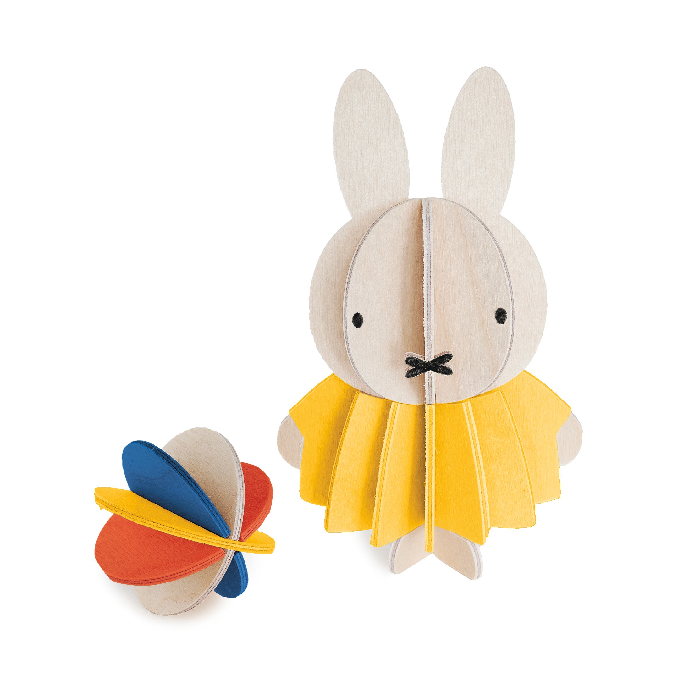 Lovi Miffy & Ball "Natural Wood" 10cm – Decorazione in legno 3D per casa e regalo | Lovi