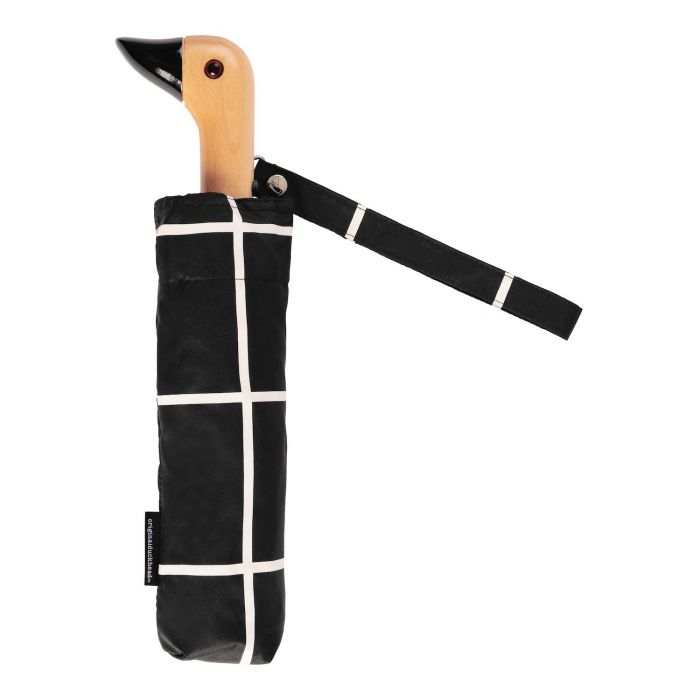 Ombrello Duck Head | Eco‑friendly Compact Umbrella | Black Grid