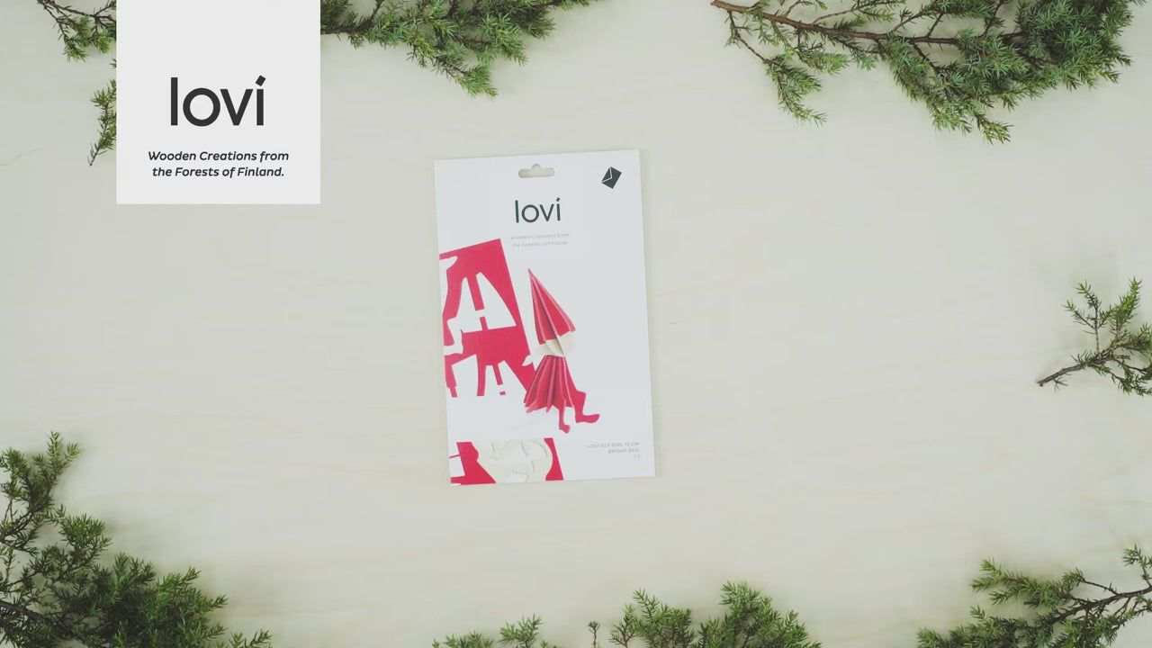 Lovi Elf Girl "Bright Red" 16cm – Decorazione in legno 3D per casa e Natale | Lovi