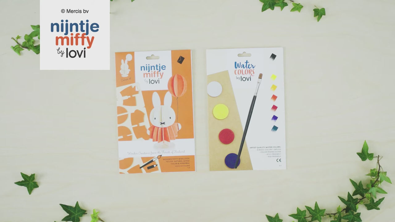 Lovi Miffy & Balloon "Natural Wood" 13.5 cm – Decorazione in legno 3D per casa e regalo | Lovi