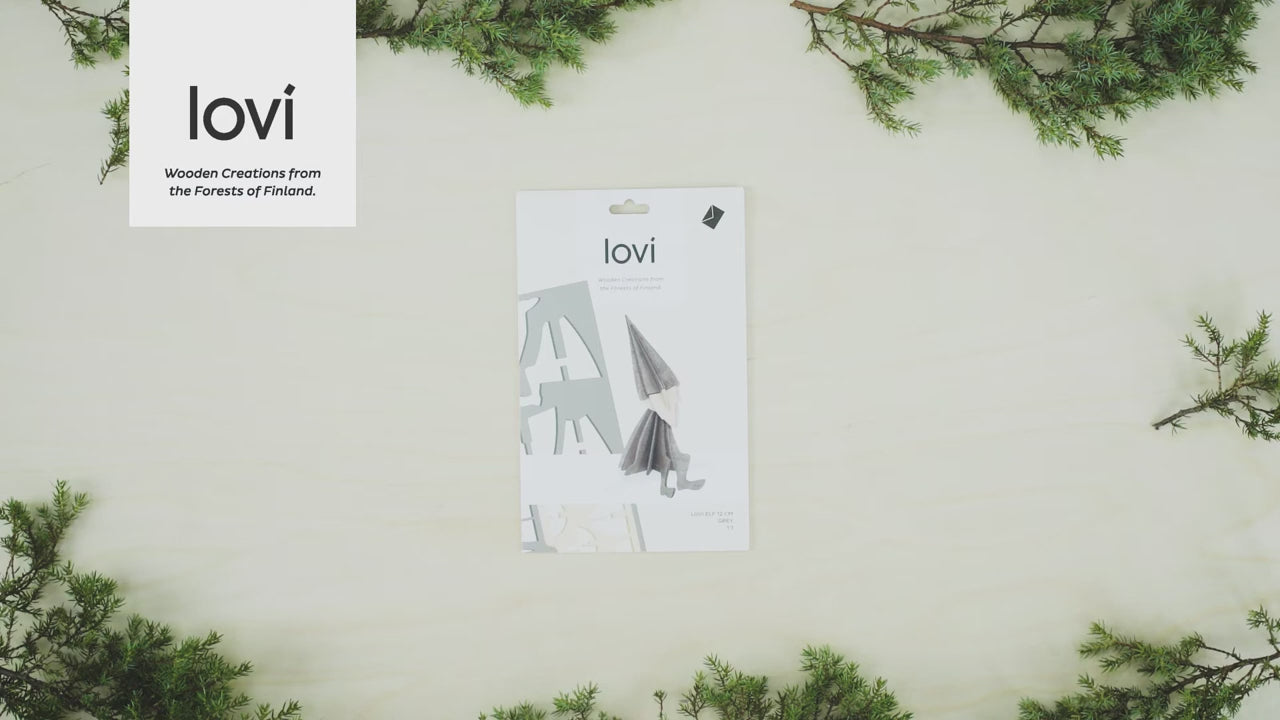 Lovi Elf "Grey" 12cm – Decorazione in legno 3D per casa e Natale | Lovi