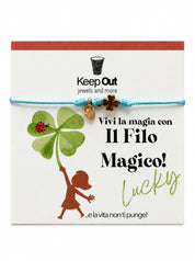 Bracciale Filo Magico con Charm Quadrifoglio Portafortuna – Braccialetto Colorato, Idea Regalo | Keep Out