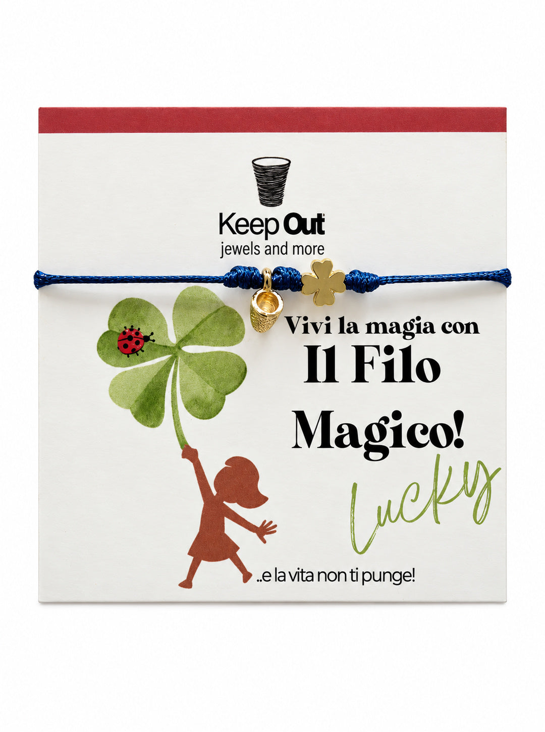 Bracciale Filo Magico con Charm Quadrifoglio Portafortuna – Braccialetto Colorato, Idea Regalo | Keep Out