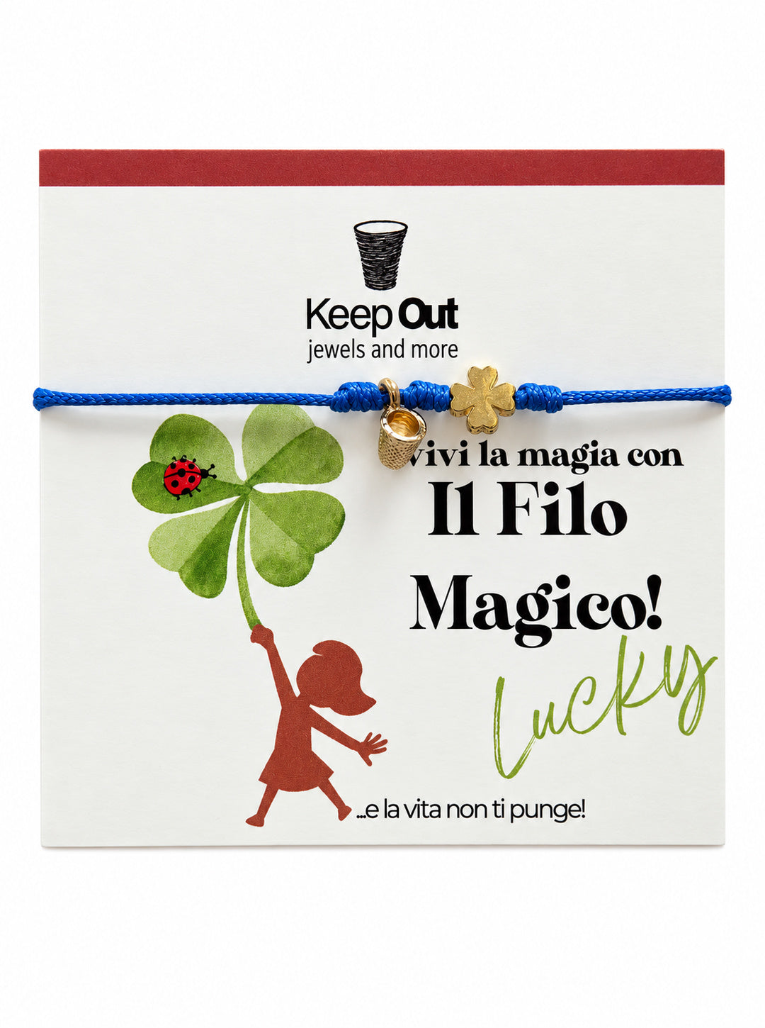 Bracciale Filo Magico con Charm Quadrifoglio Portafortuna – Braccialetto Colorato, Idea Regalo | Keep Out